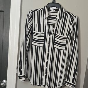 Express Women’s Button Down Portofino Shirt Small Preppy Office Striped Beachy